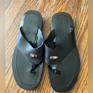 Prada black leather thong sandals Sz 6